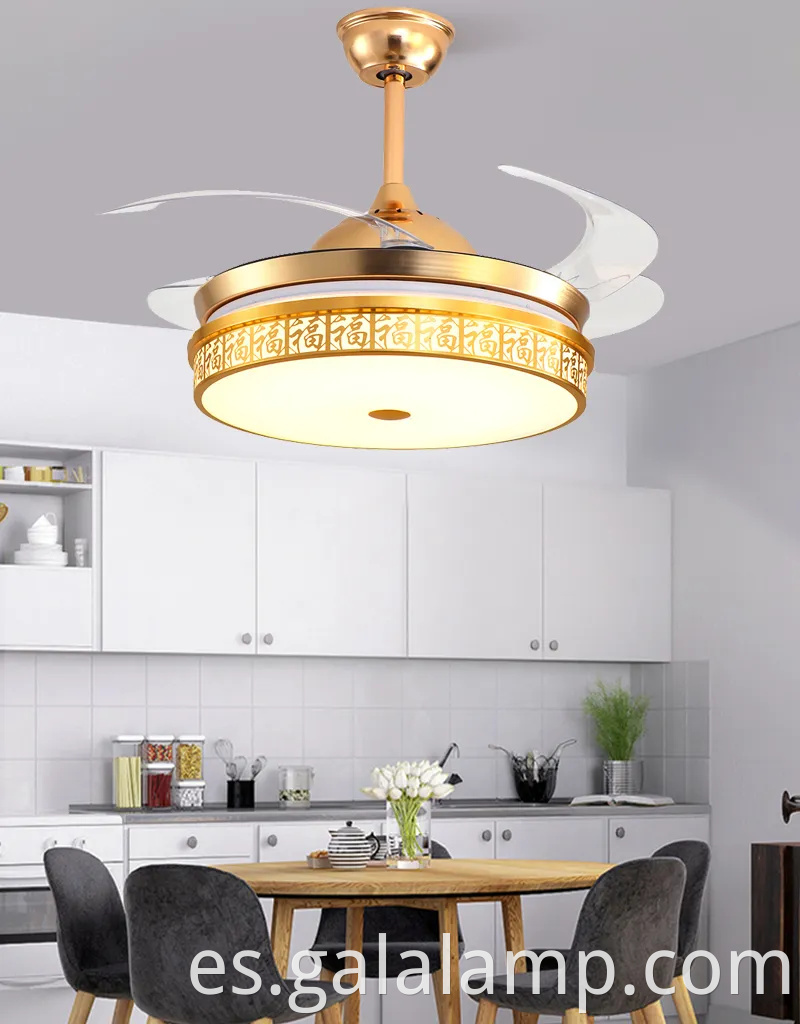 Ventilador de techo de cuchilla retráctil con control remoto y luz LED